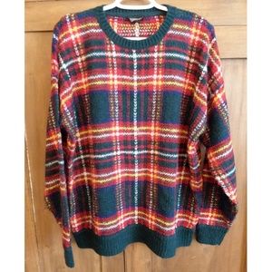 Topshop Oversized Sweater Plaid Sz 8 Holiday Fuzzy